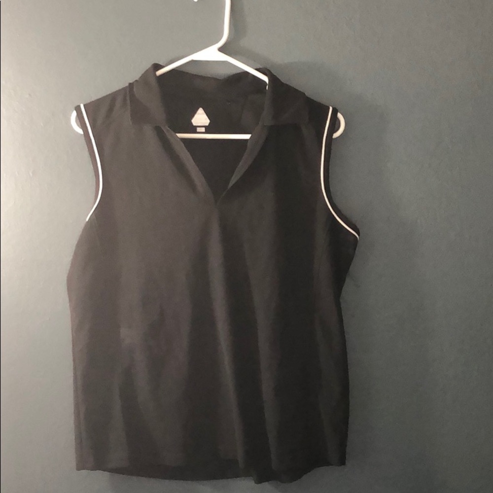 Black sleeveless golf polo shirt